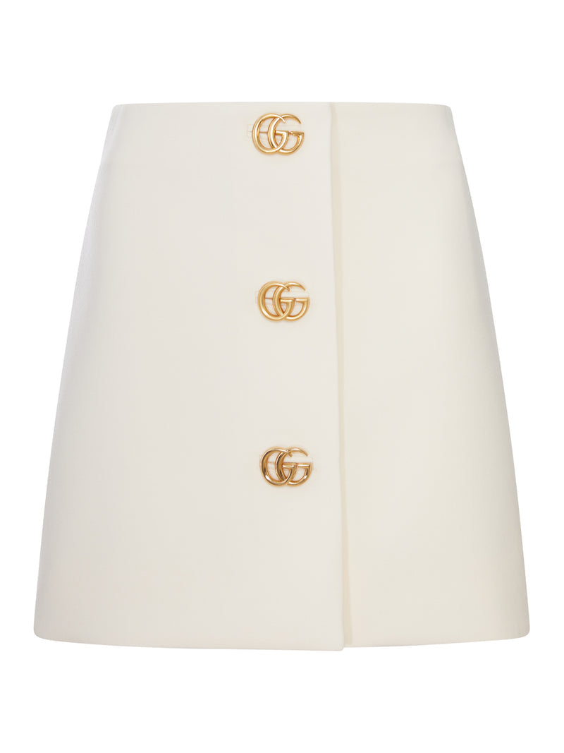 Gucci Gucci Women Wool Crepe Skirt With Double G Button