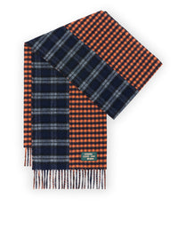 Loewe Women Jacquard Wool And Cashmere Blend Scarf With Checked Pattern