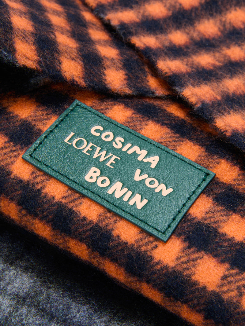 Loewe Women Jacquard Wool And Cashmere Blend Scarf With Checked Pattern