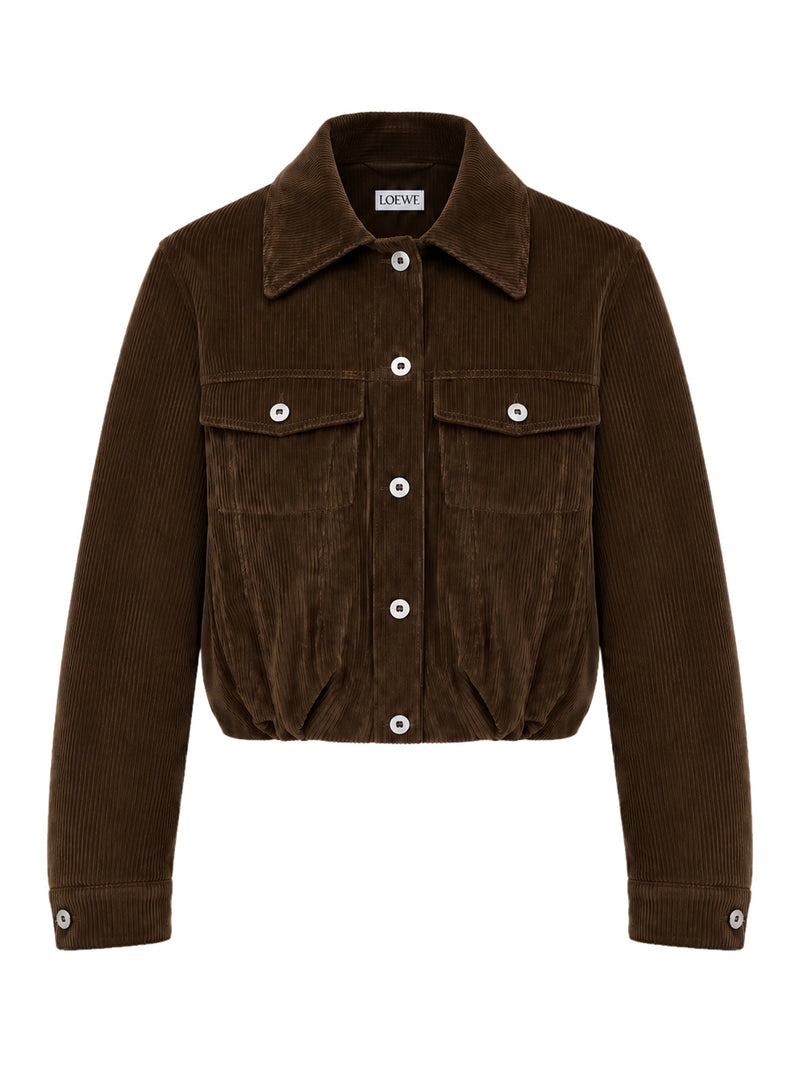 Loewe Women Cotton Corduroy Jacket With A Balloon Silhouette And Curved Sleeves