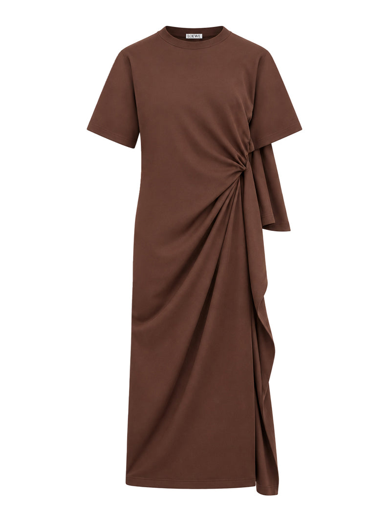 Loewe Women Dress With Asymmetric Draped Construction And Cape Panel