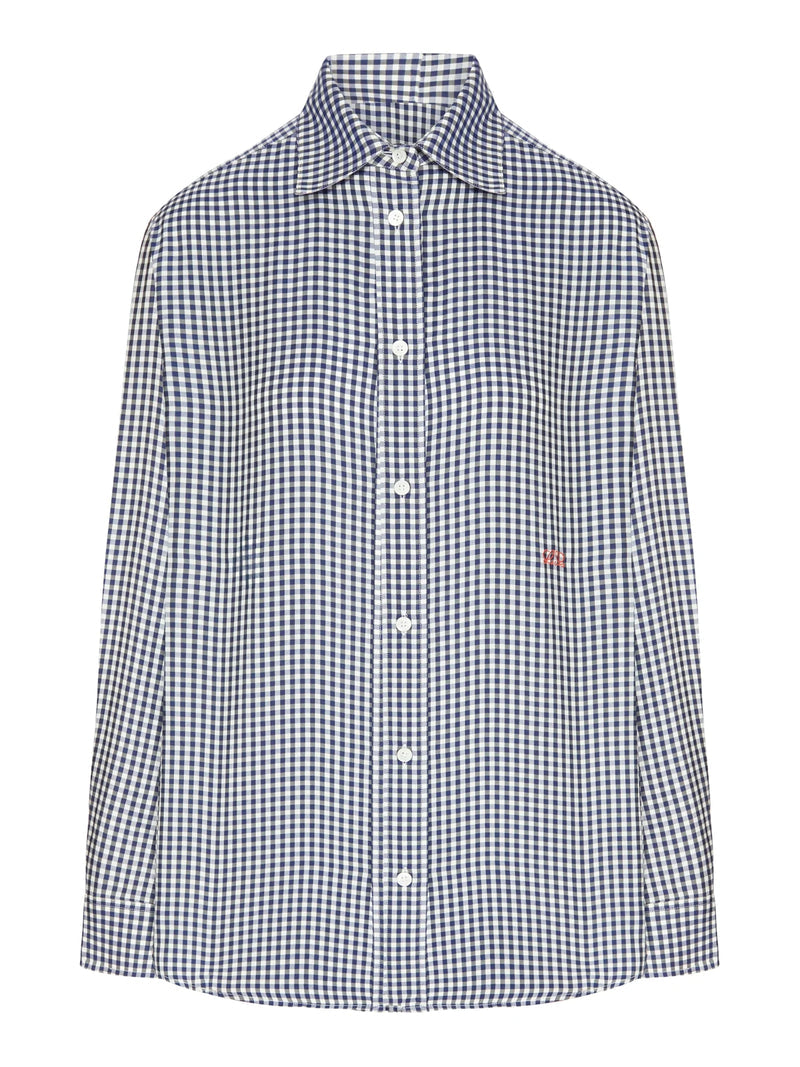 Loewe Loewe Women Checked Silk Twill Shirt With A Contrasting Micro-Pattern