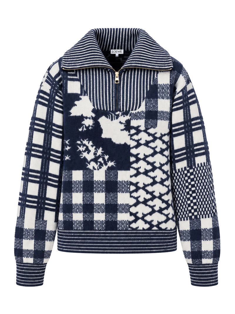 Loewe Loewe Men Double-Faced Wool Sweatshirt With Jacquard Piqué Stitching