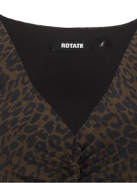Rotate Women Ruched Leopard-Print Midi Dress