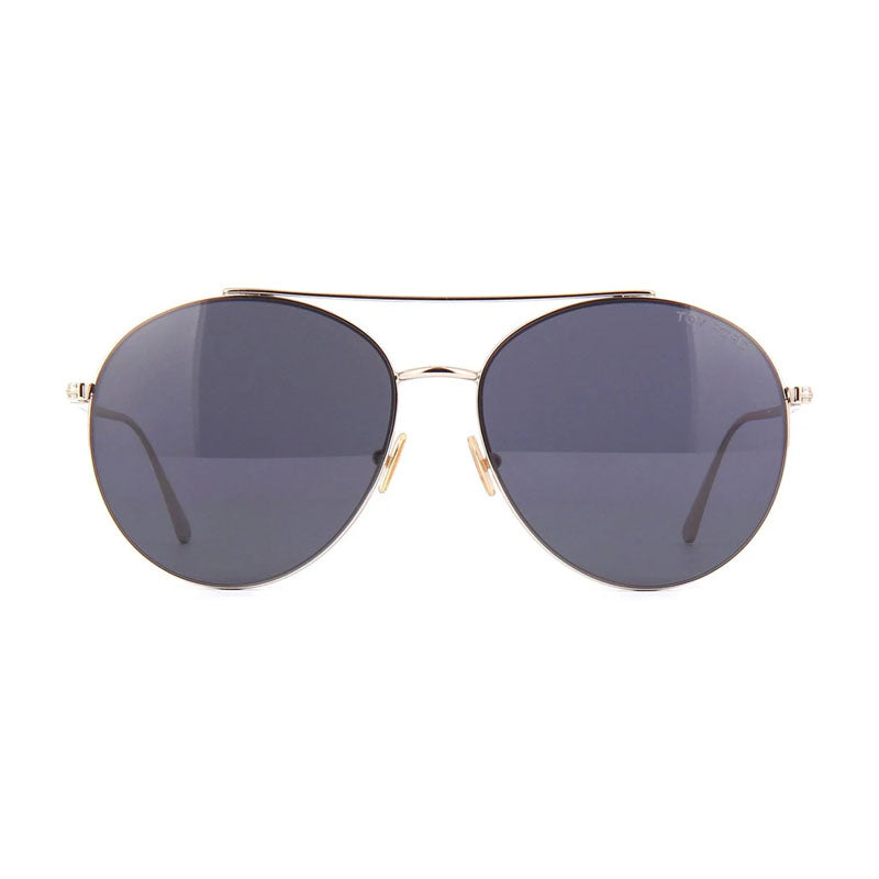 Tom Ford Sunglasses Round Full Rim, Gold Frame and Grey Lens FT075728A