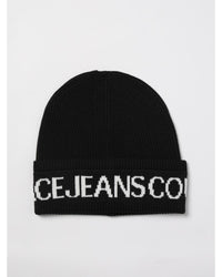Versace Jeans Couture Rib Knit Beanie Hat Men Black One Size Black