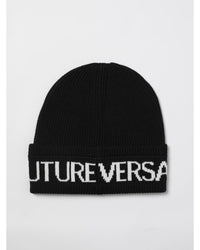 Versace Jeans Couture Rib Knit Beanie Hat Men Black