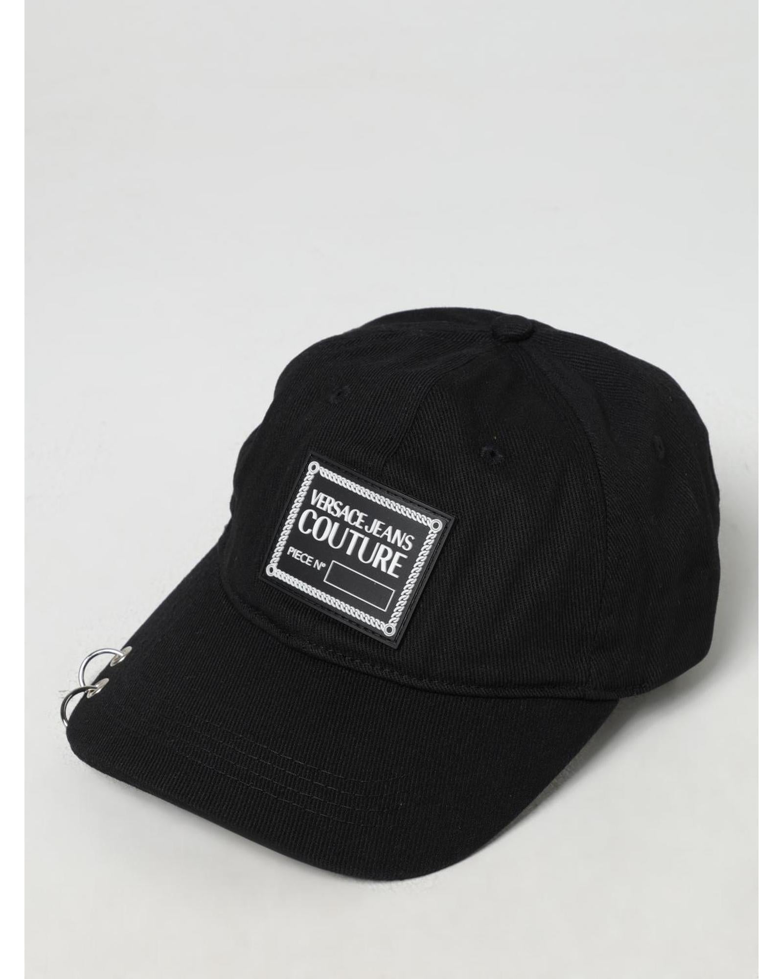 Versace Jeans Couture Couture Baseball Cap Metal Rings Men Black Hats One Size Black
