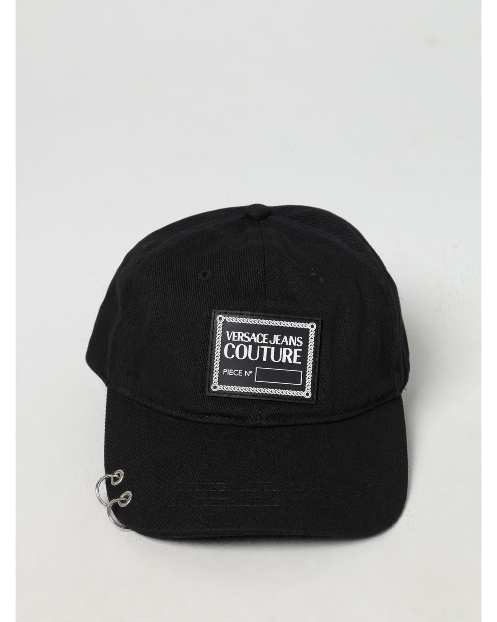 Versace Jeans Couture Couture Baseball Cap Metal Rings Men Black Hats