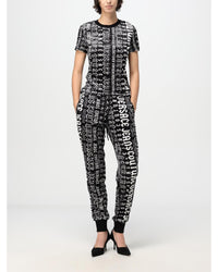 Versace Jeans Couture Velour Pants Logo Print Women Black