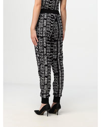 Versace Jeans Couture Velour Pants Logo Print Women Black