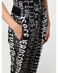 Versace Jeans Couture Velour Pants Logo Print Women Black