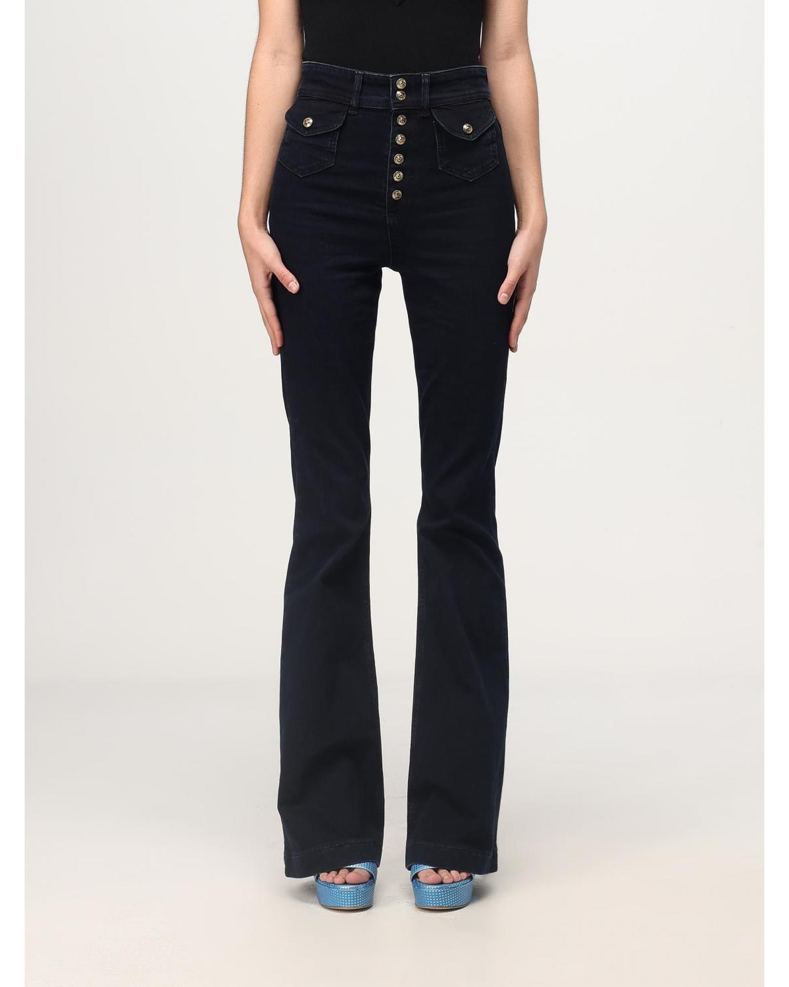 Versace Jeans Couture HighWaisted Flare Jeans Button Fly Women Black 26" Waist Black