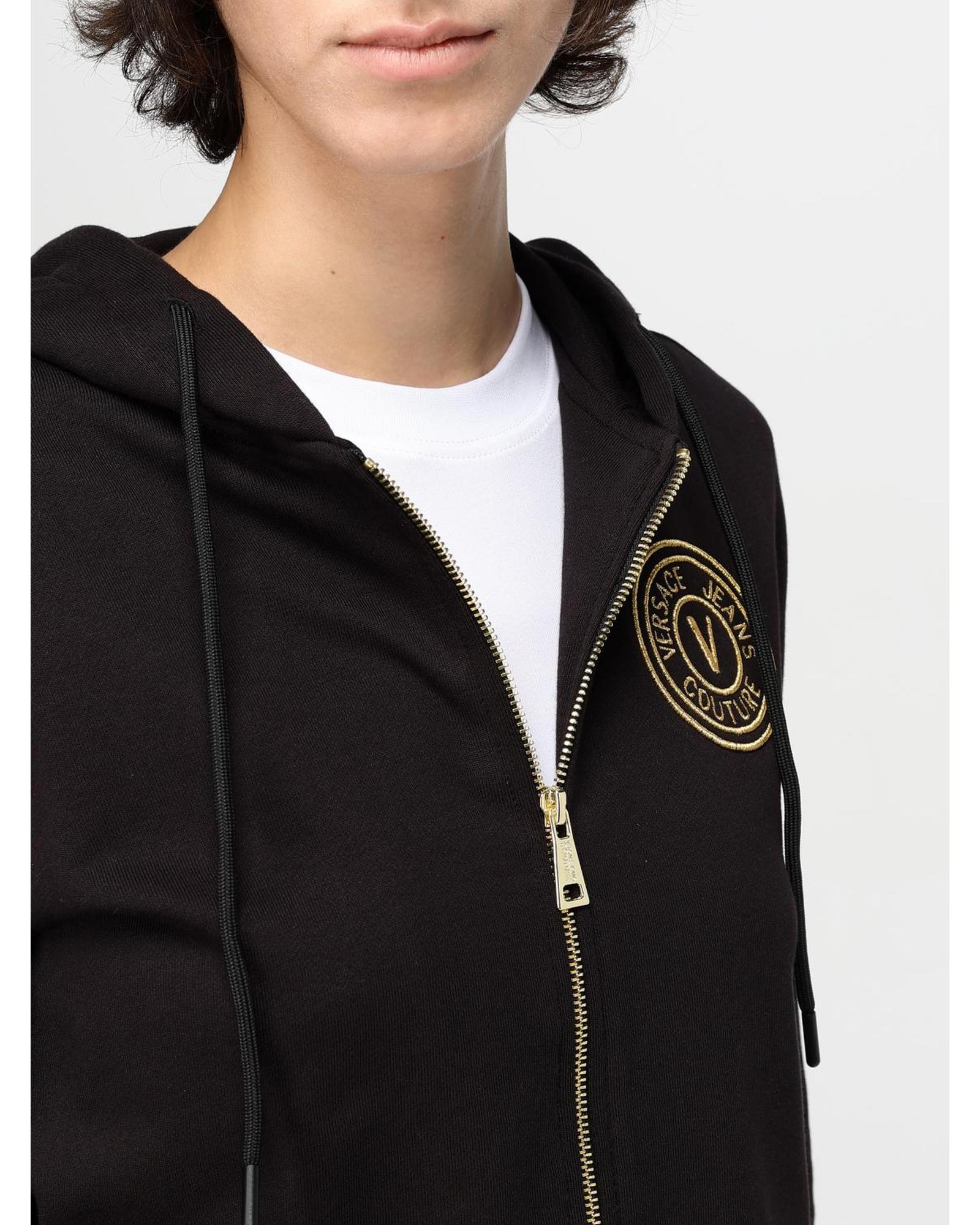 Versace Jeans Couture ZipUp Hoodie with Logo Women Black Sweatshirts