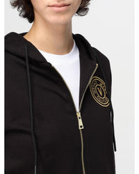 Versace Jeans Couture ZipUp Hoodie with Logo Women Black Sweatshirts
