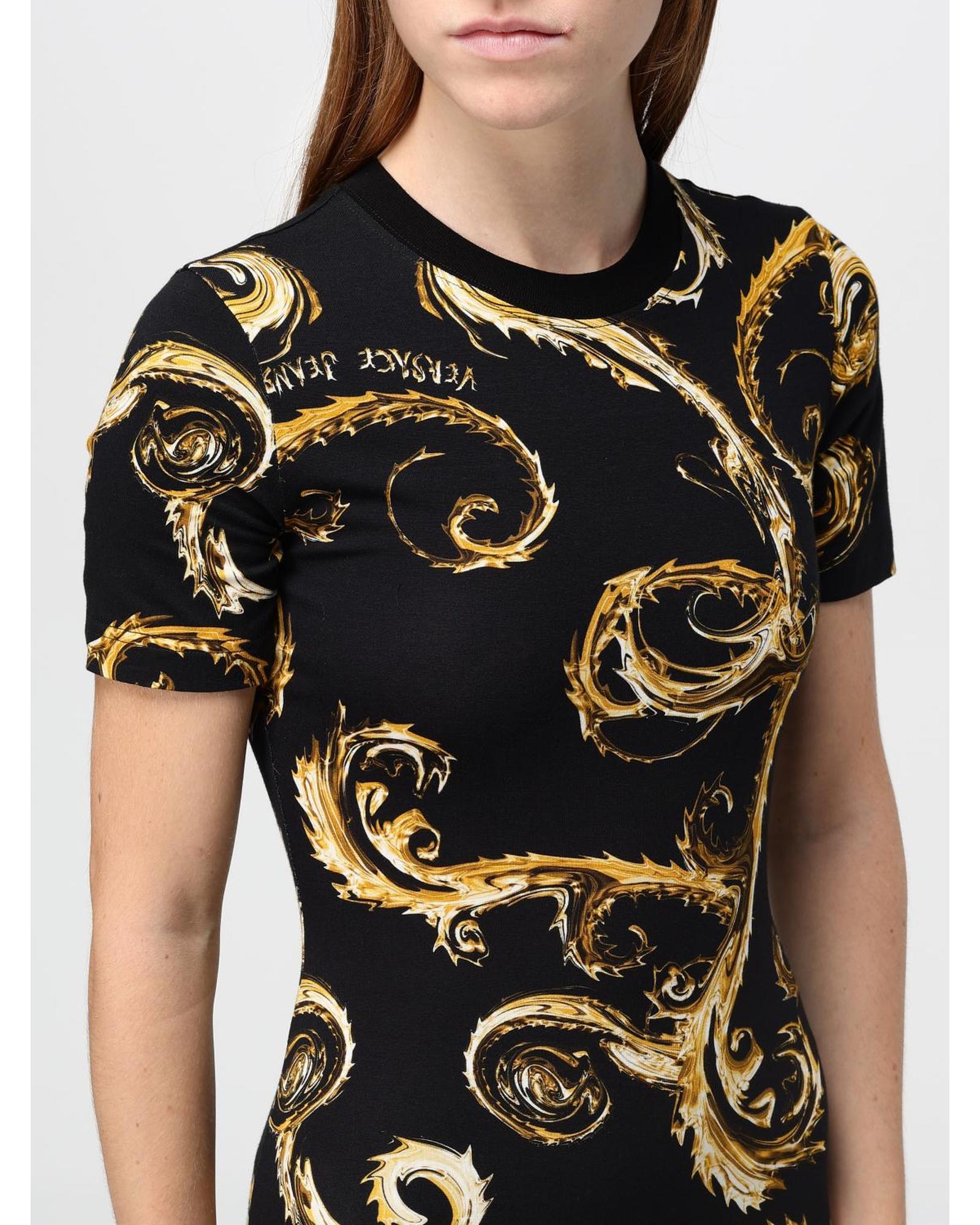 Versace Jeans Couture Baroque Print Bodycon Mini Dress Women Black Dresses