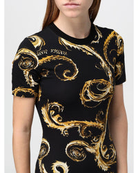 Versace Jeans Couture Baroque Print Bodycon Mini Dress Women Black Dresses