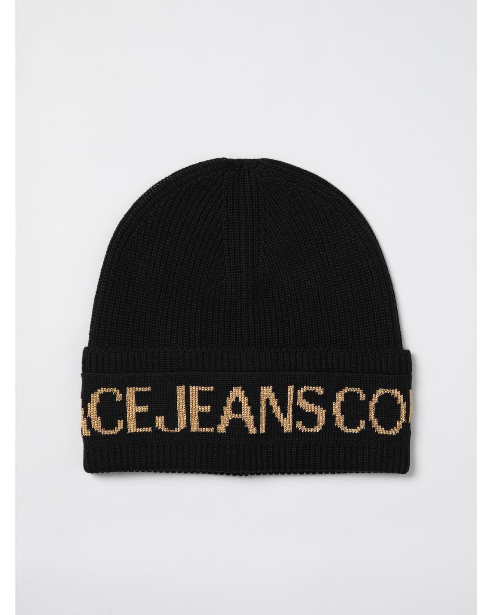 Versace Jeans Couture Wool Beanie with Logo Women Black Hats