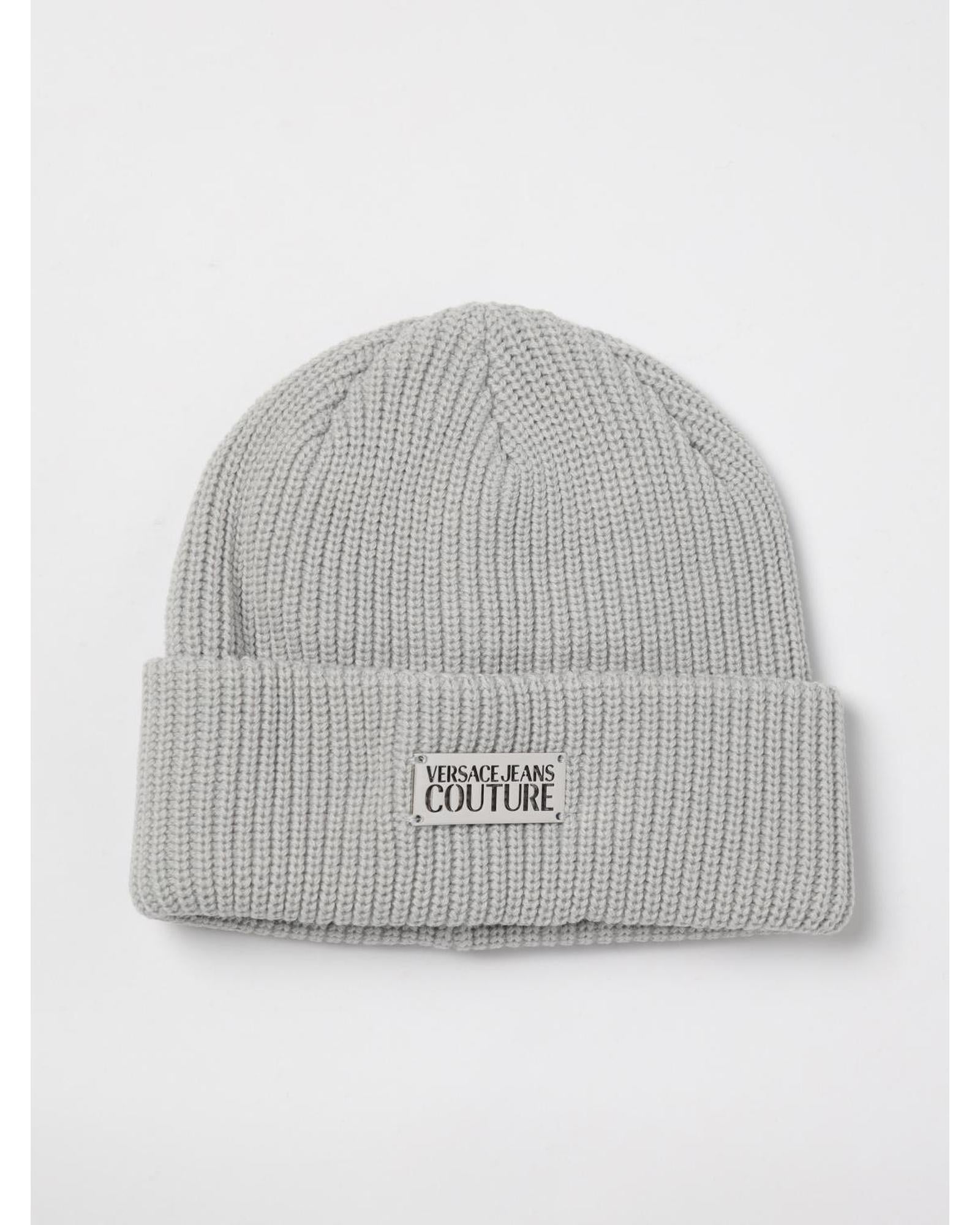 Versace Jeans Couture Rib Knit Beanie Hat Women Grey One Size Grey
