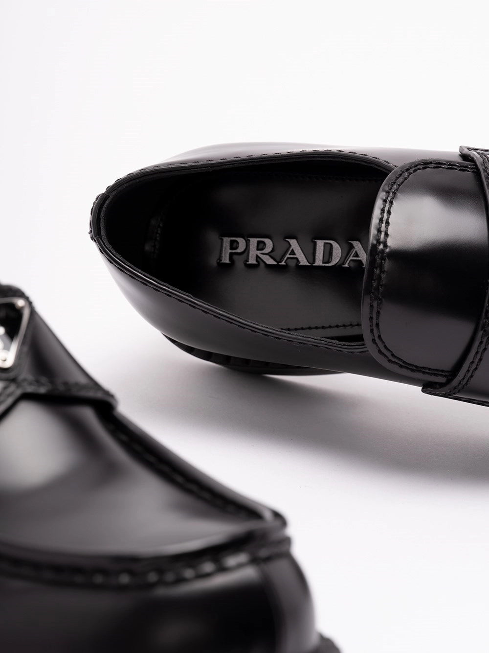 Prada Prada Men Chocolate Brushed Leather Loafers