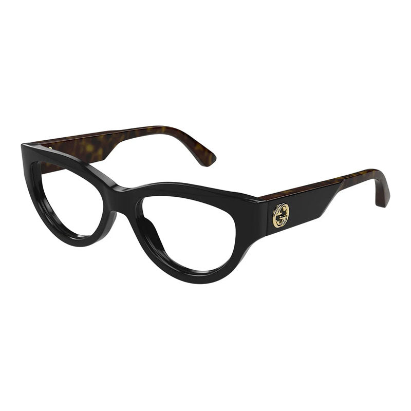 Gucci Eyeglasses Square Full Rim, Black/Nude Frame and Clear Demo Lenses Lens GG1665O008