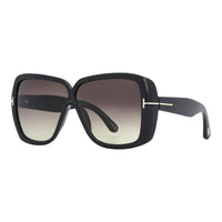 Tom Ford Sunglasses Square Full Rim, Shiny Black Frame and Gradient Smoke Lens FT103701B