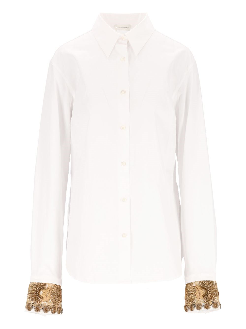 Dries Van Noten Women Embroidered Cotton Poplin Shirt