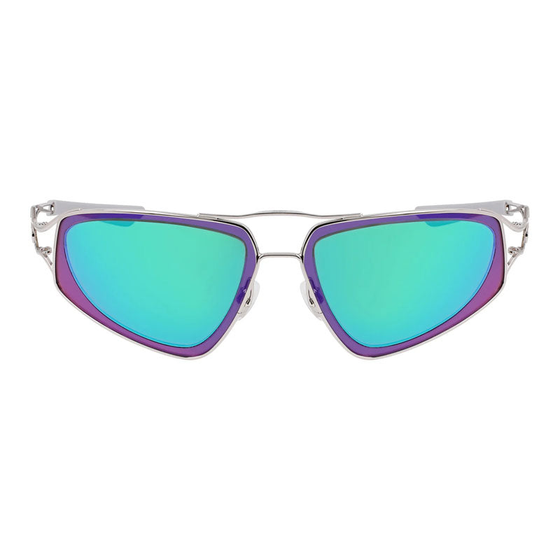 Nike Nike Sunglasses Oval Full Rim, Silver Frame and Blue Lens NIKEVEILEV24048041
