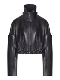 Rick Owens Women Leather Collared Bomber Mac
