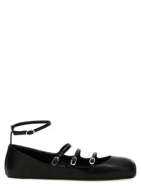 Mcqueen Women Leather Strap Ballet Flats