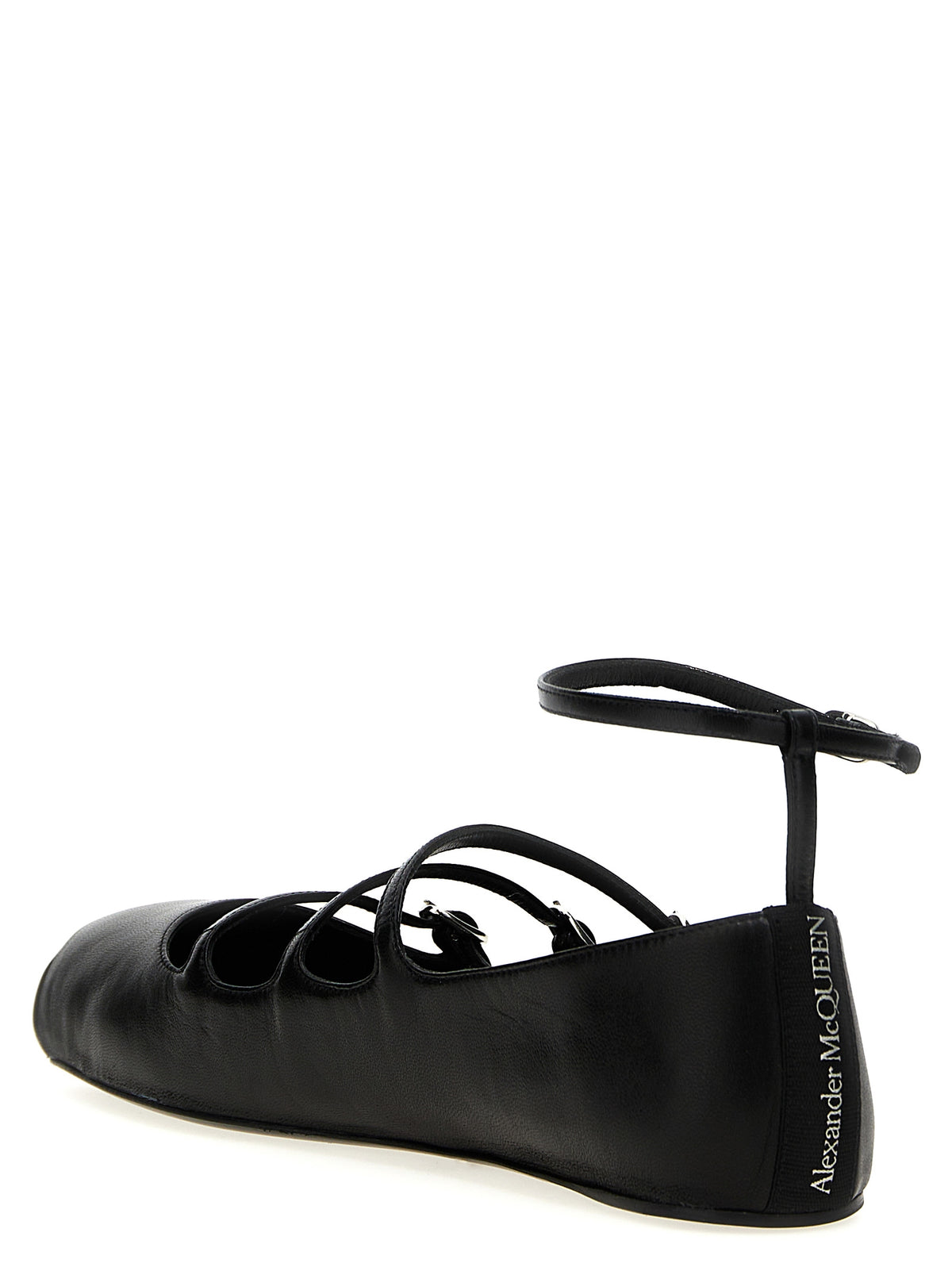 Mcqueen Women Leather Strap Ballet Flats