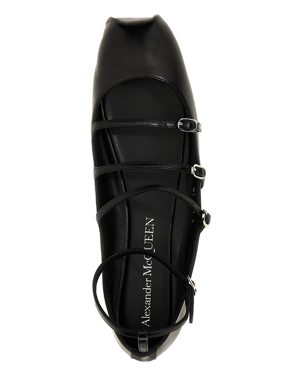 Mcqueen Women Leather Strap Ballet Flats