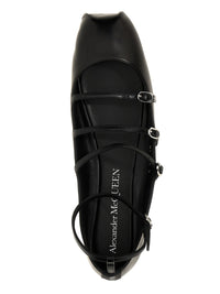 Mcqueen Women Leather Strap Ballet Flats