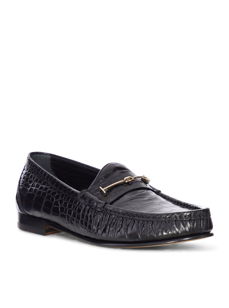 Tom Ford Tom Ford Men Crocodile Print Leather Moccasin With Metal Clip