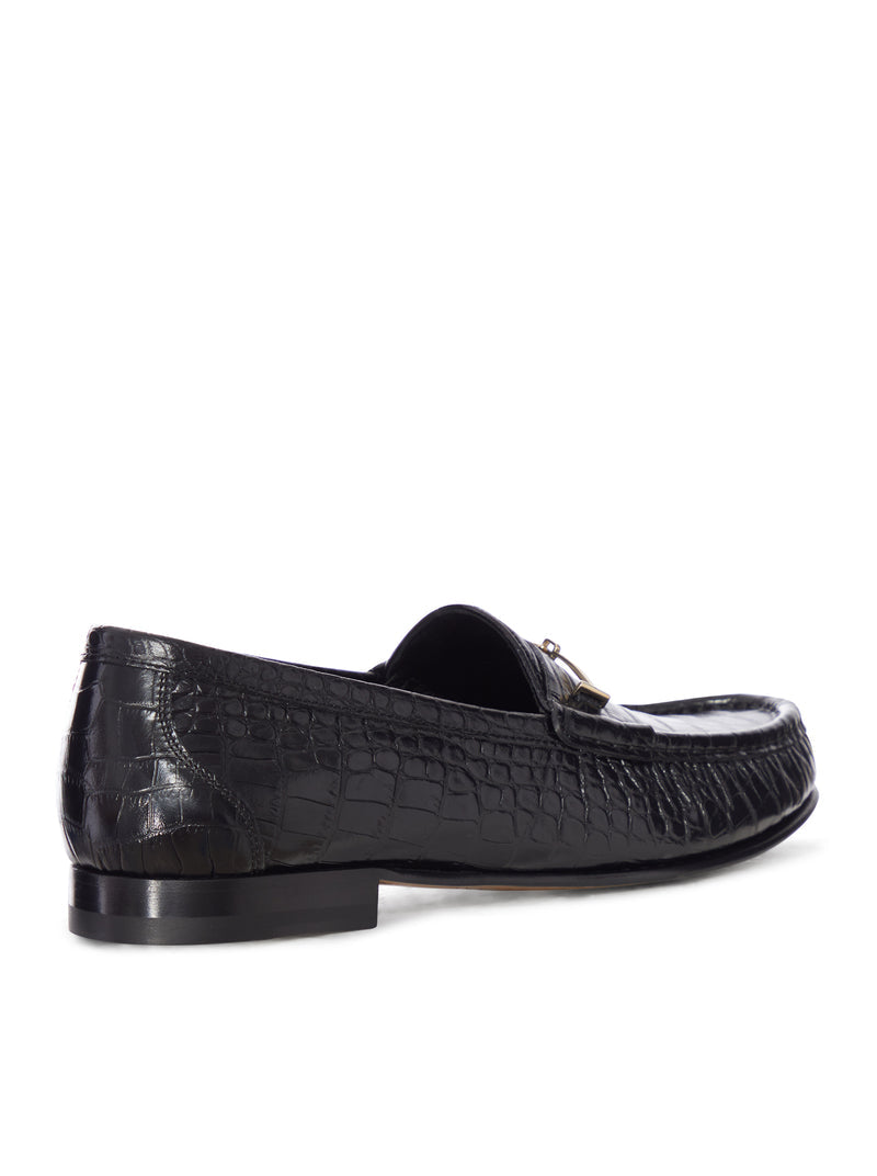Tom Ford Tom Ford Men Crocodile Print Leather Moccasin With Metal Clip