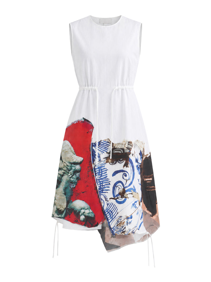 Prada Prada Women Printed Compact Canvas Dress