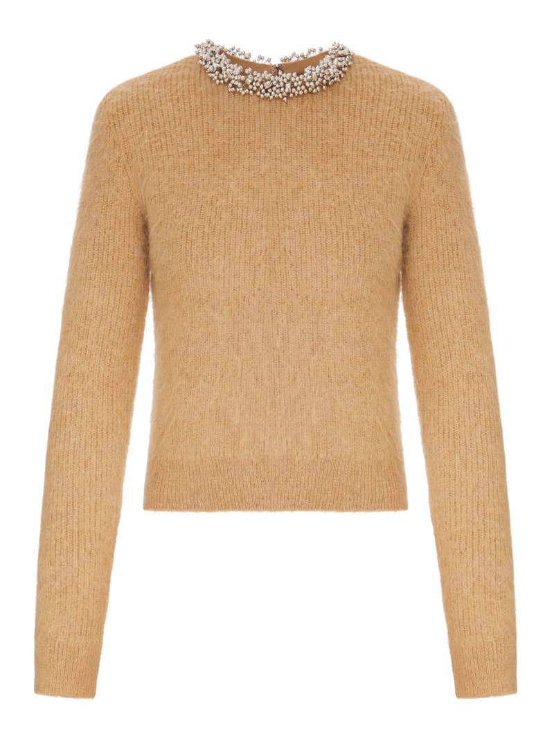 Self-Portrait Women Alpaca Blend Sweater With Jewel Collar