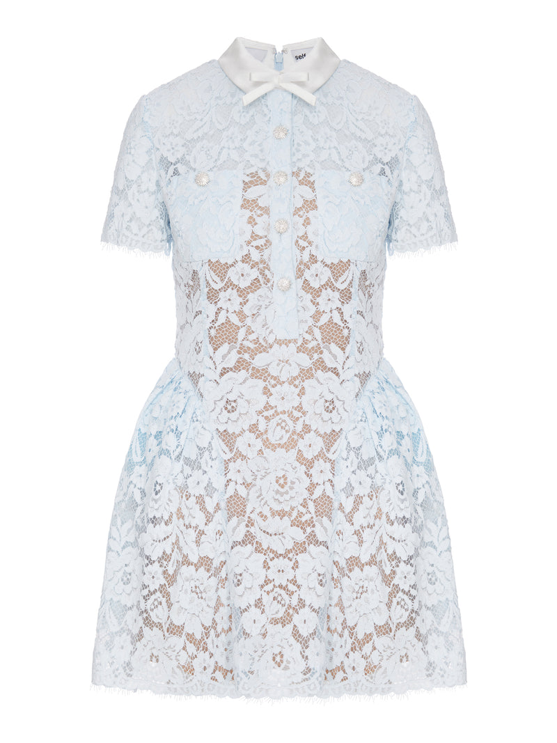 Self-portrait Self-Portrait Women Short Floral Lace Dress With Collar And Jewel Buttons