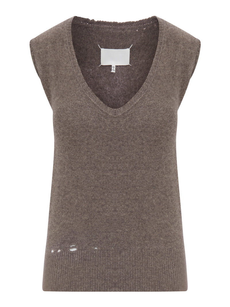 Maison Margiela Women Distressed-Effect Knit Vest