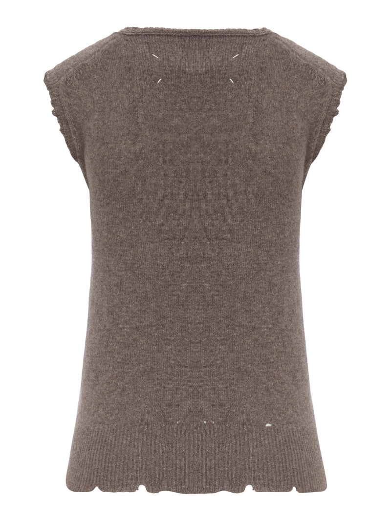 Maison Margiela Women Distressed-Effect Knit Vest