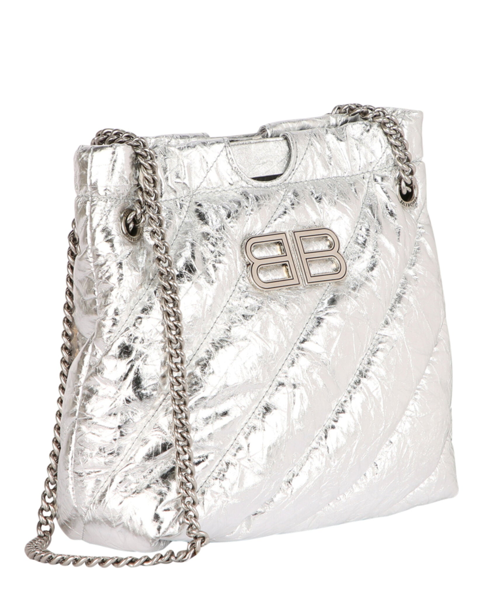 Balenciaga Womens Xs Metallized Quilted Crush Tote Bag