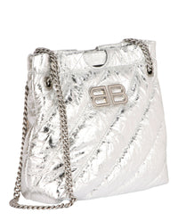 Balenciaga Womens Xs Metallized Quilted Crush Tote Bag