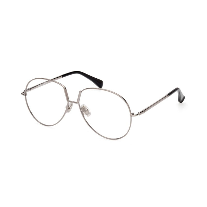 Max Mara Max Mara Eyeglasses Round Full Rim, Silver Frame and Clear Demo Lems Lens MM5119014