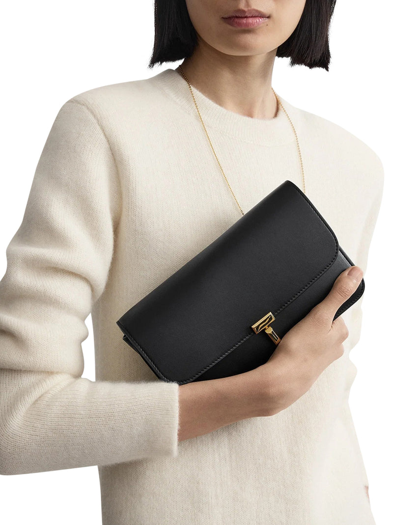 Toteme Toteme Women Black Leather Crossbody Bag With T-Lock Closure