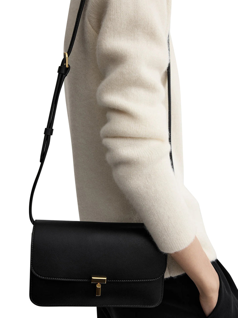 Toteme Toteme Women Black Leather Crossbody Bag With T-Lock Closure