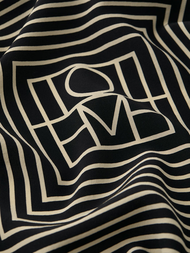 Toteme Toteme Women Black Silk Scarf With Monogram Detail