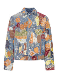 Amiri Men Embroidered Denim Jacket Embellished With Jewel Appliqués