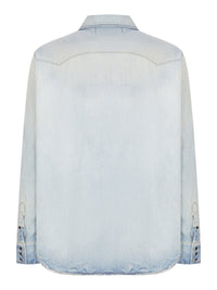 Amiri Amiri Men Washed Denim Western Shirt With Metal Buttons