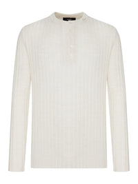 Amiri Men Henley Long-Sleeved Ribbed Knit Sweater