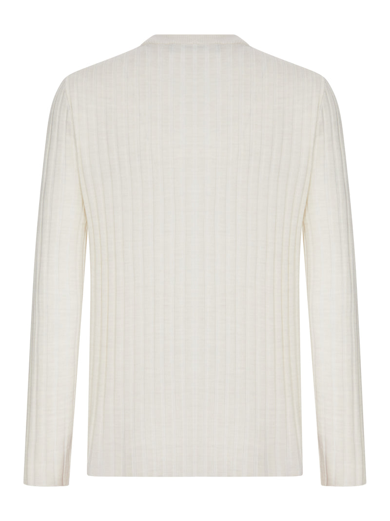 Amiri Men Henley Long-Sleeved Ribbed Knit Sweater